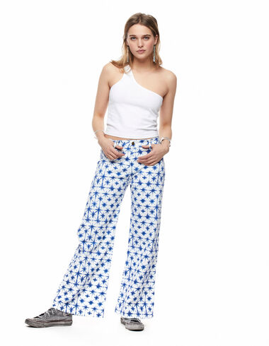 Blue stars print wide leg trousers - View all > - Nícoli