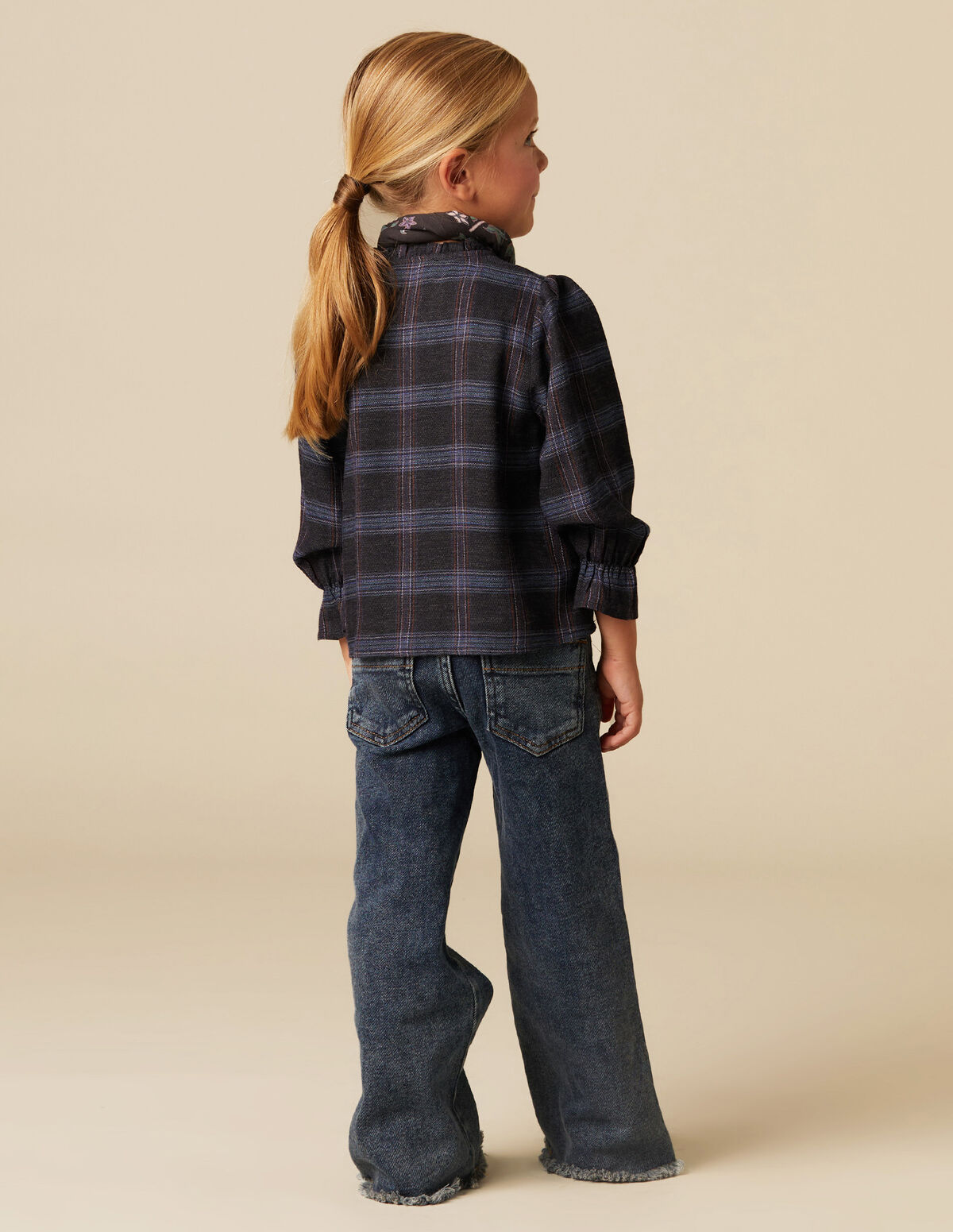 CHECKED PIN-TUCK SHIRT