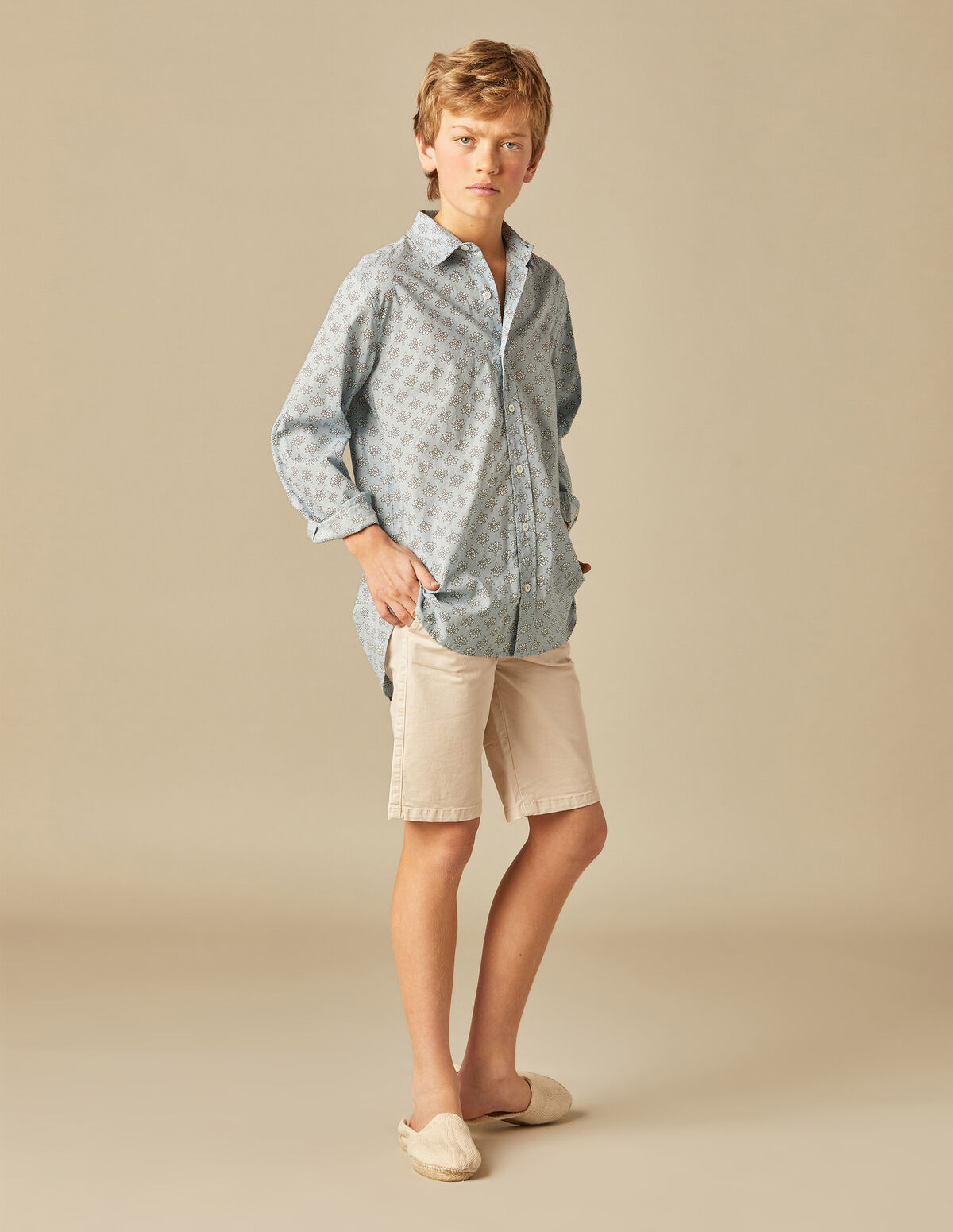 CHEMISE FEUILLES BLEUE