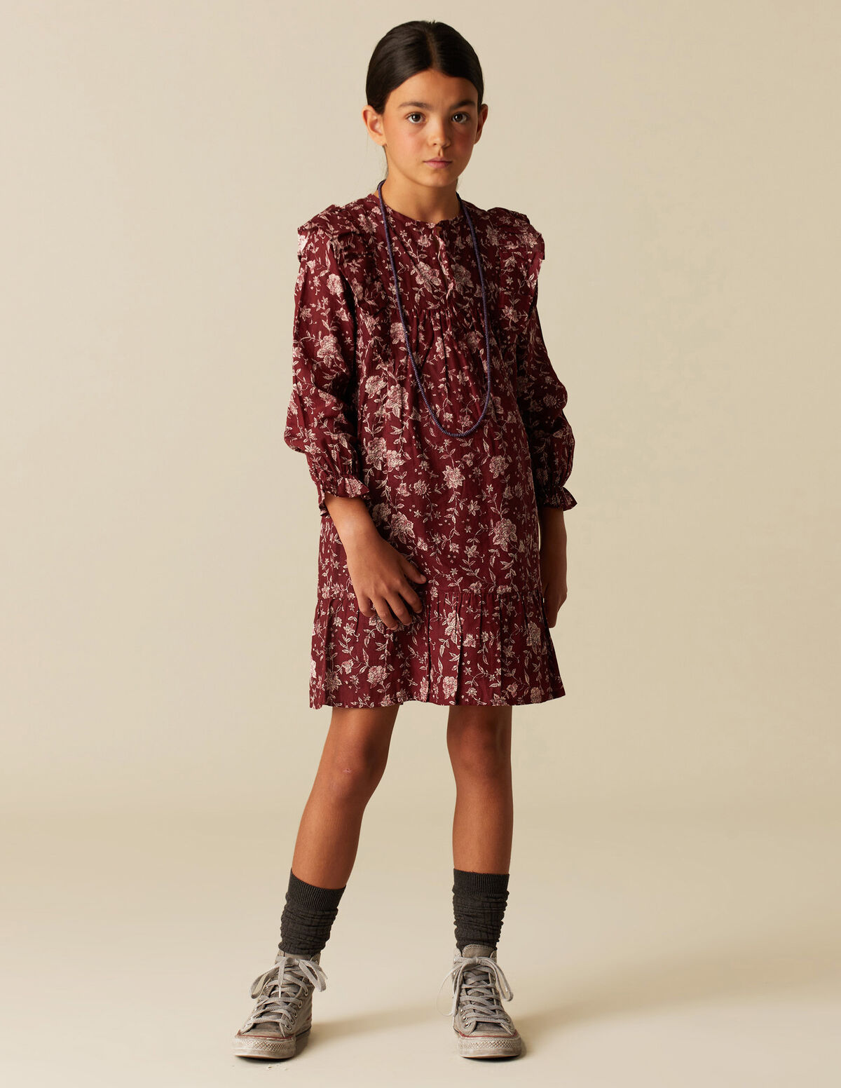 MAROON INDIAN FLORAL DRESS