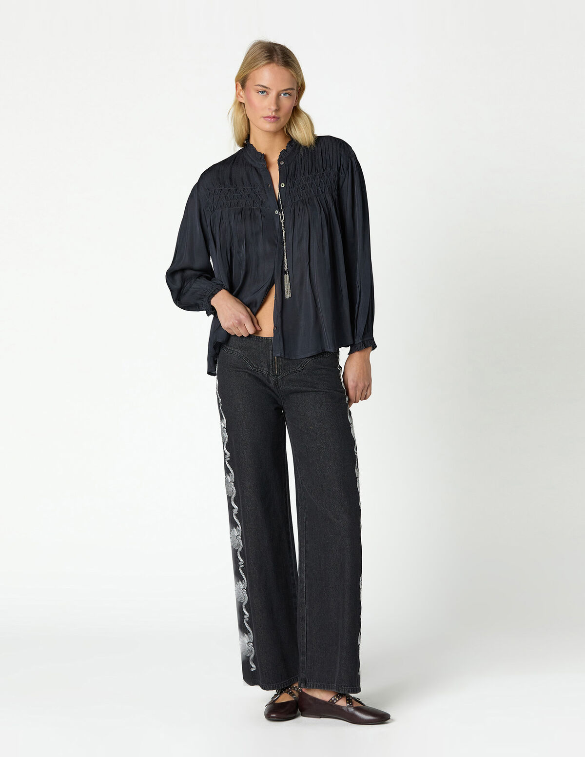ANTHRACITE SATIN SHIRT