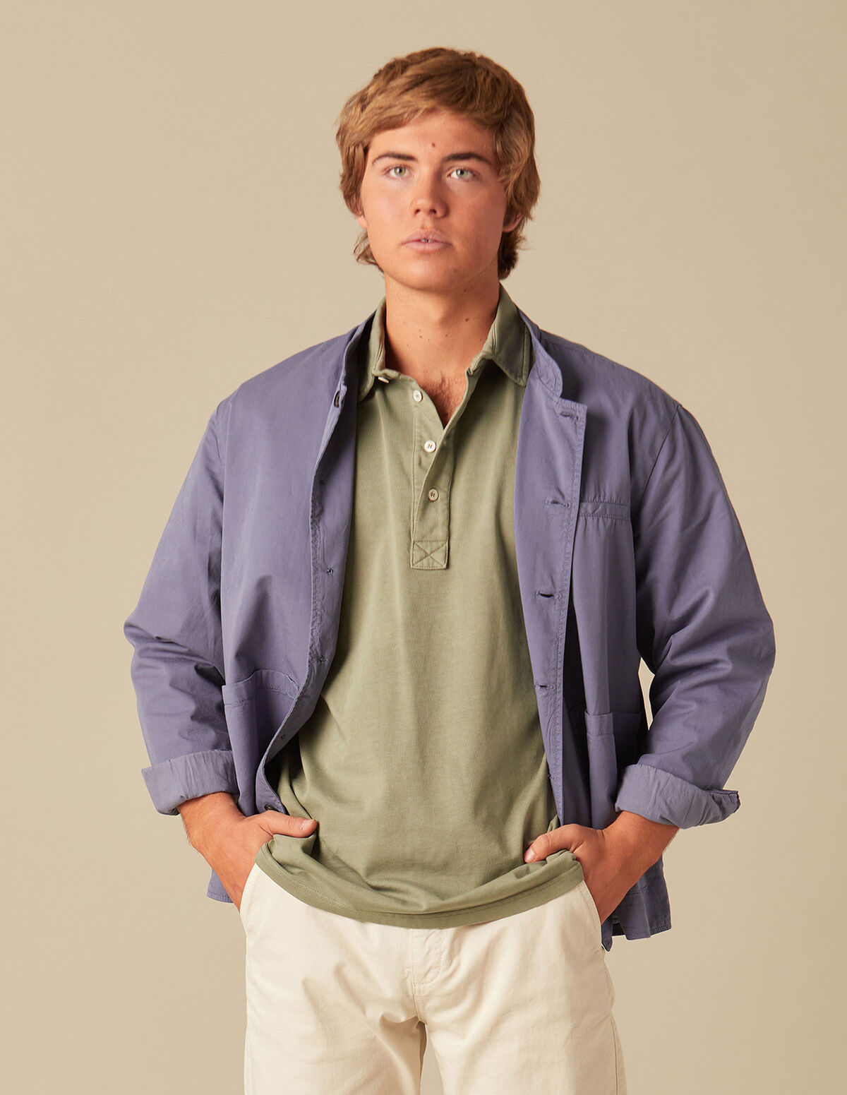 VESTE COL MAO BLEUE
