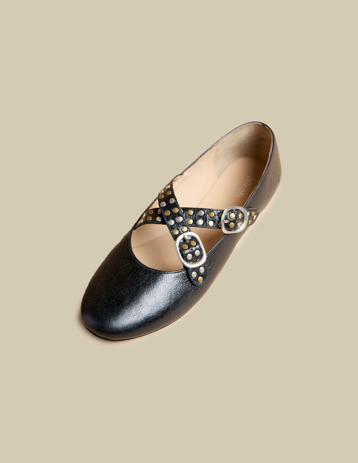 BROWN STUDDED BALLERINA