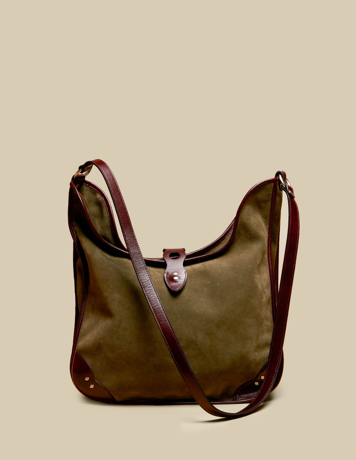 KHAKI SUEDE SHOPPING BAG