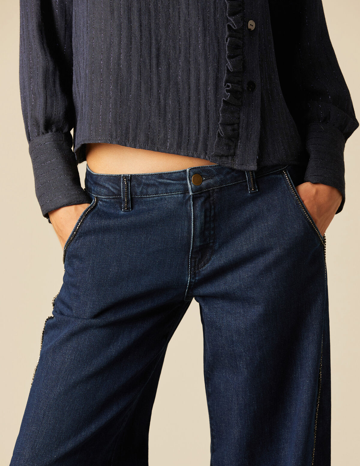BLUE SPARKLE TRIM JEANS