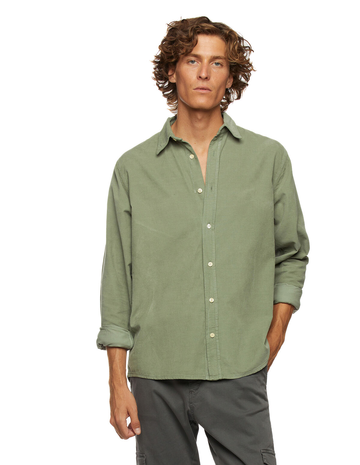 CHEMISE VELOURS CÔTELÉ VERTE