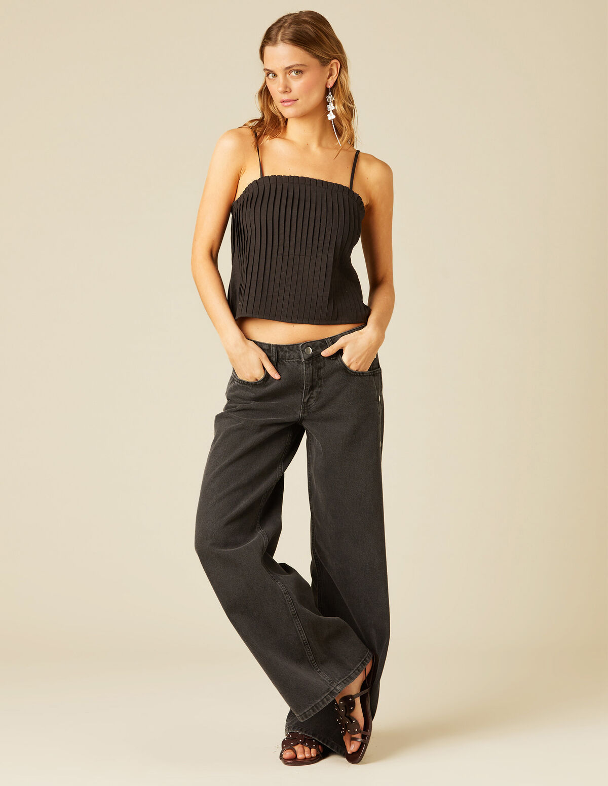 PANTALÓN BOTONES LATERALES ANTRACITA