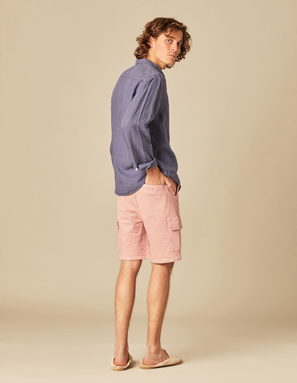 BERMUDA CARGO RAYURE ROUGE