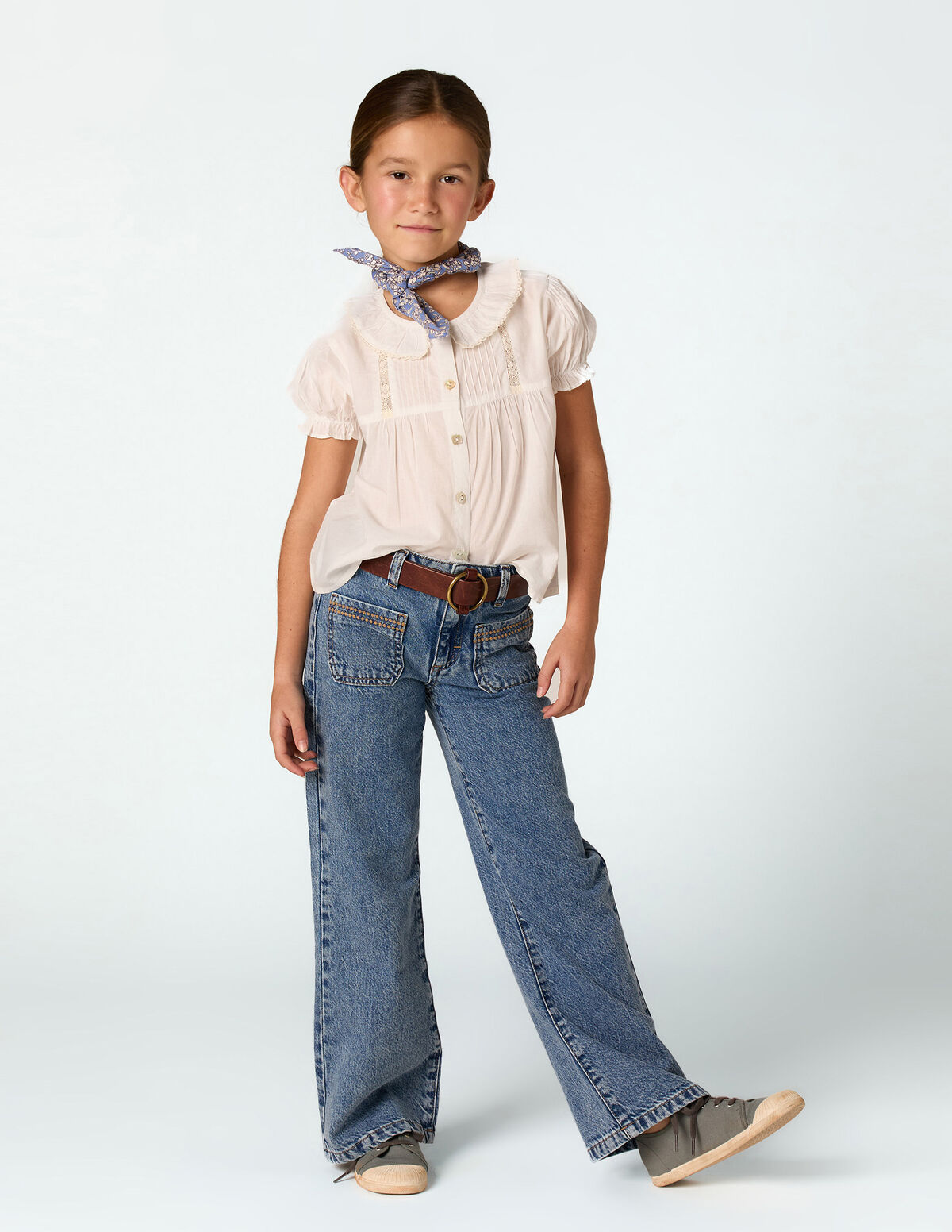 PANTALON BLEU D&Eacute;TAIL POCHES