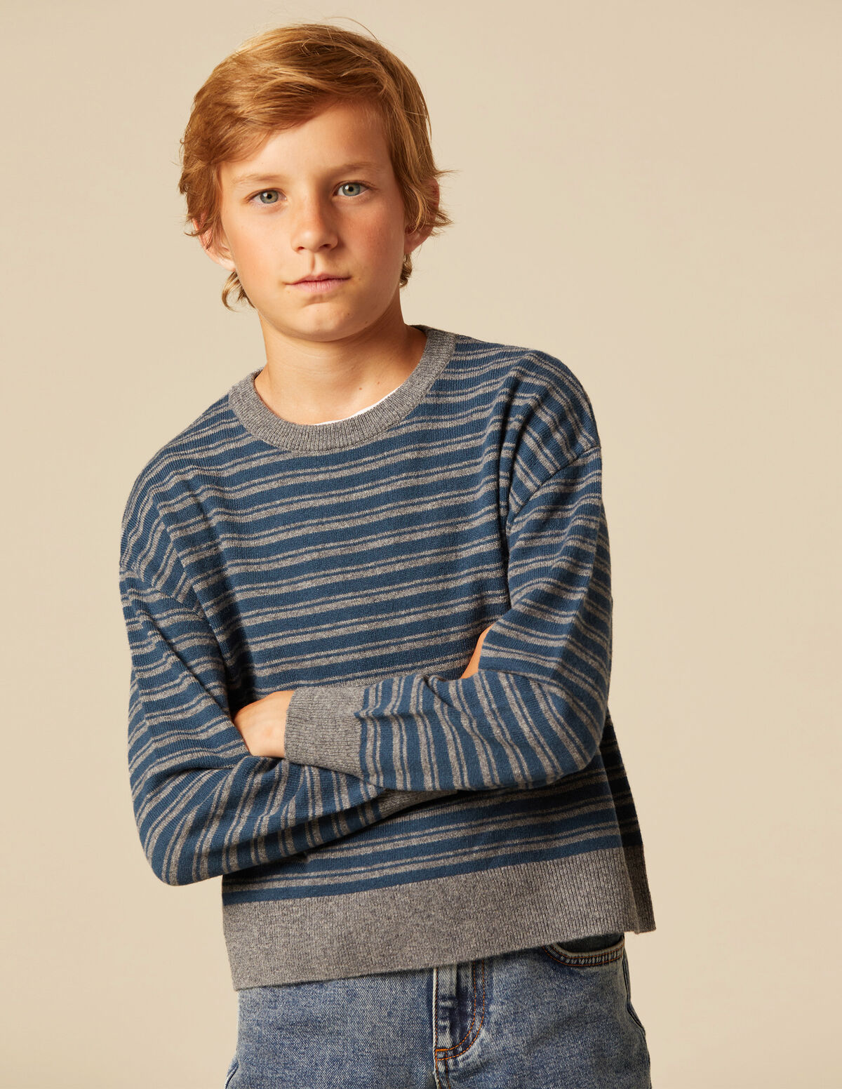 CAMISOLA RISCA CINZENTA AZUL