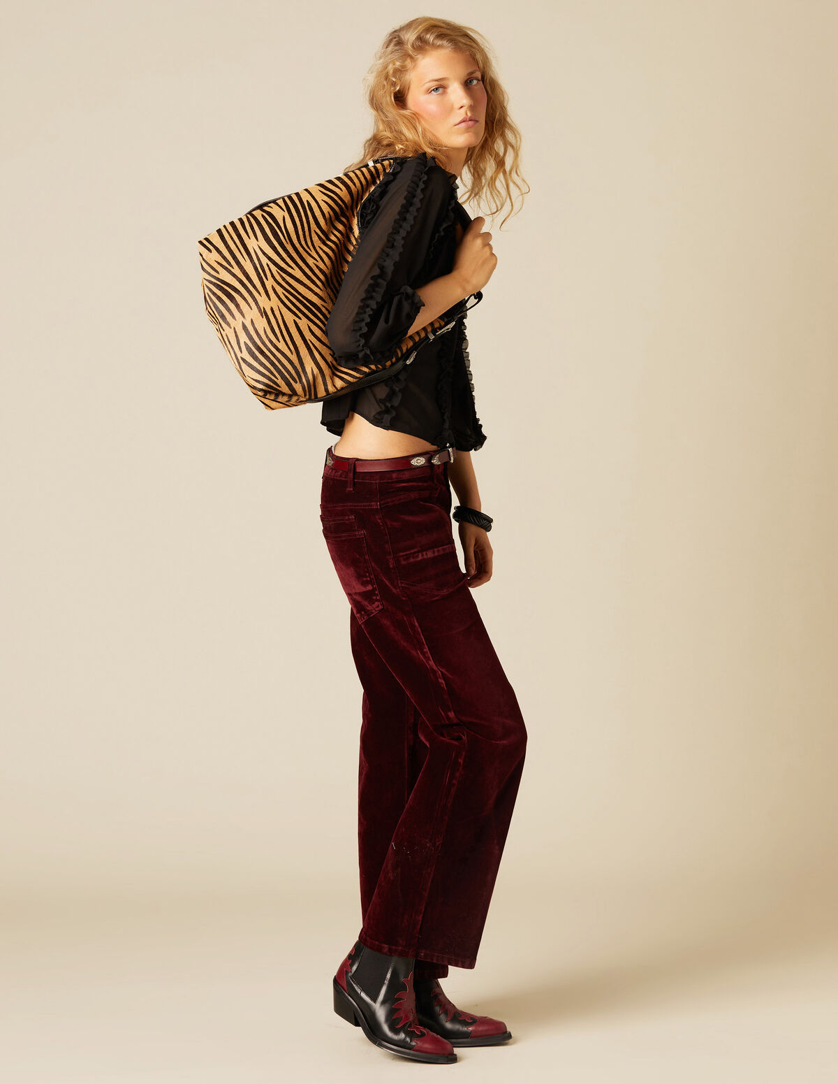 MAROON VELVET TROUSERS