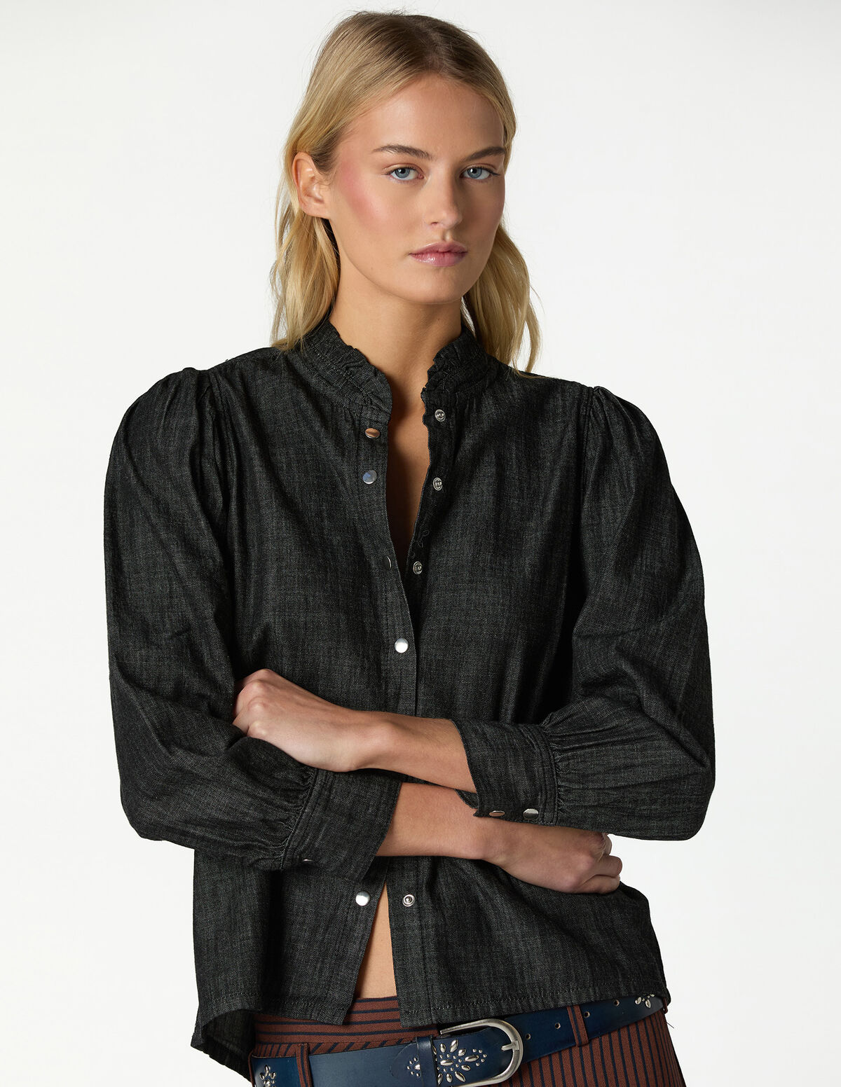 BLACK DENIM SHIRT