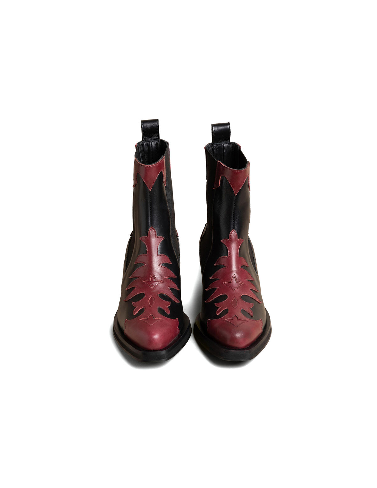 BICOLOR COWBOY ANKLE BOOTS