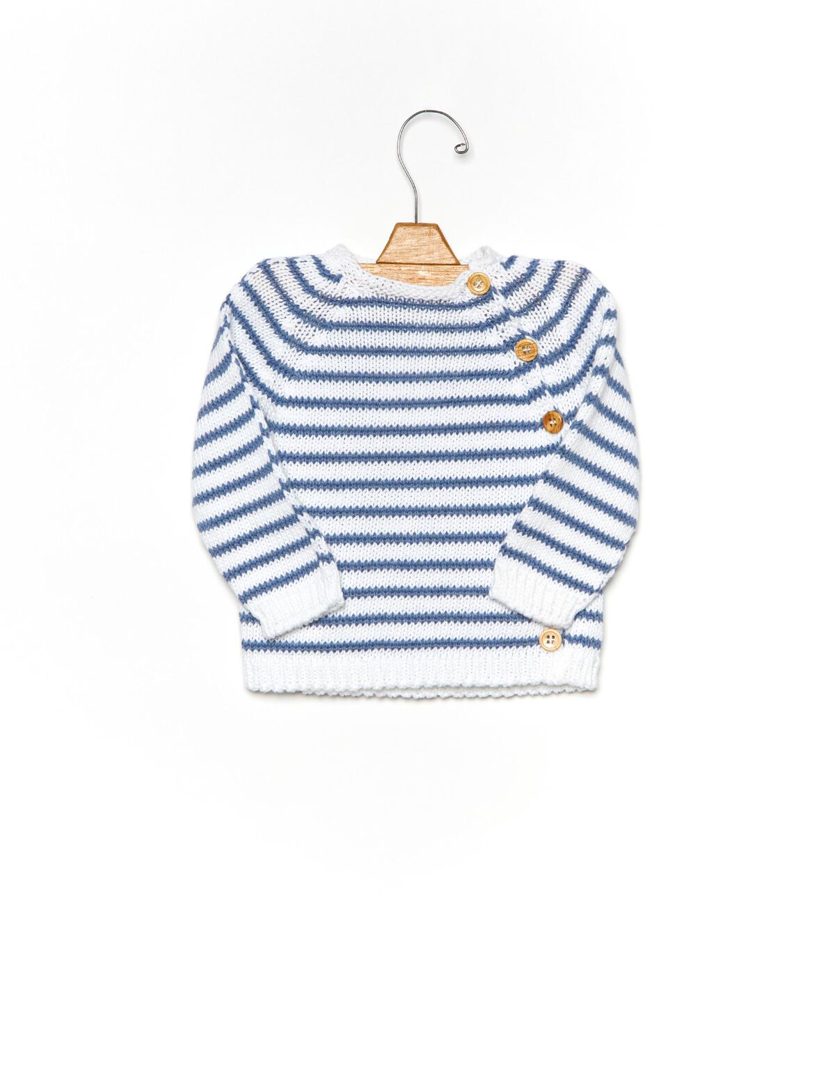Blue striped jumper with buttons - Knitwear - Nícoli