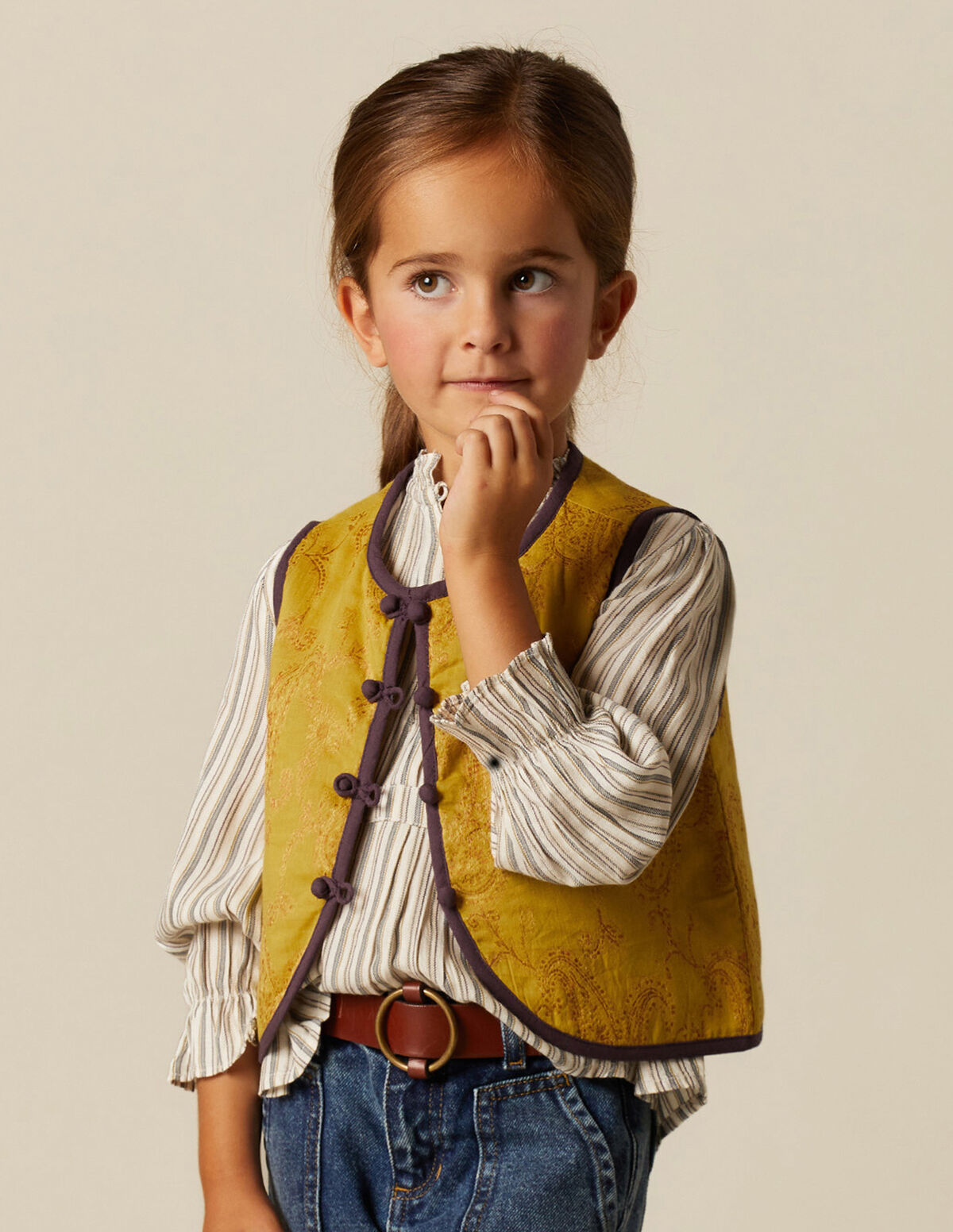 GILET MOTIF CACHEMIRE MOUTARDE