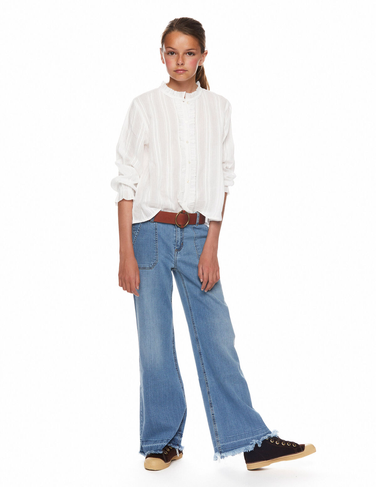 Pantalón wide leg vaquero azul claro