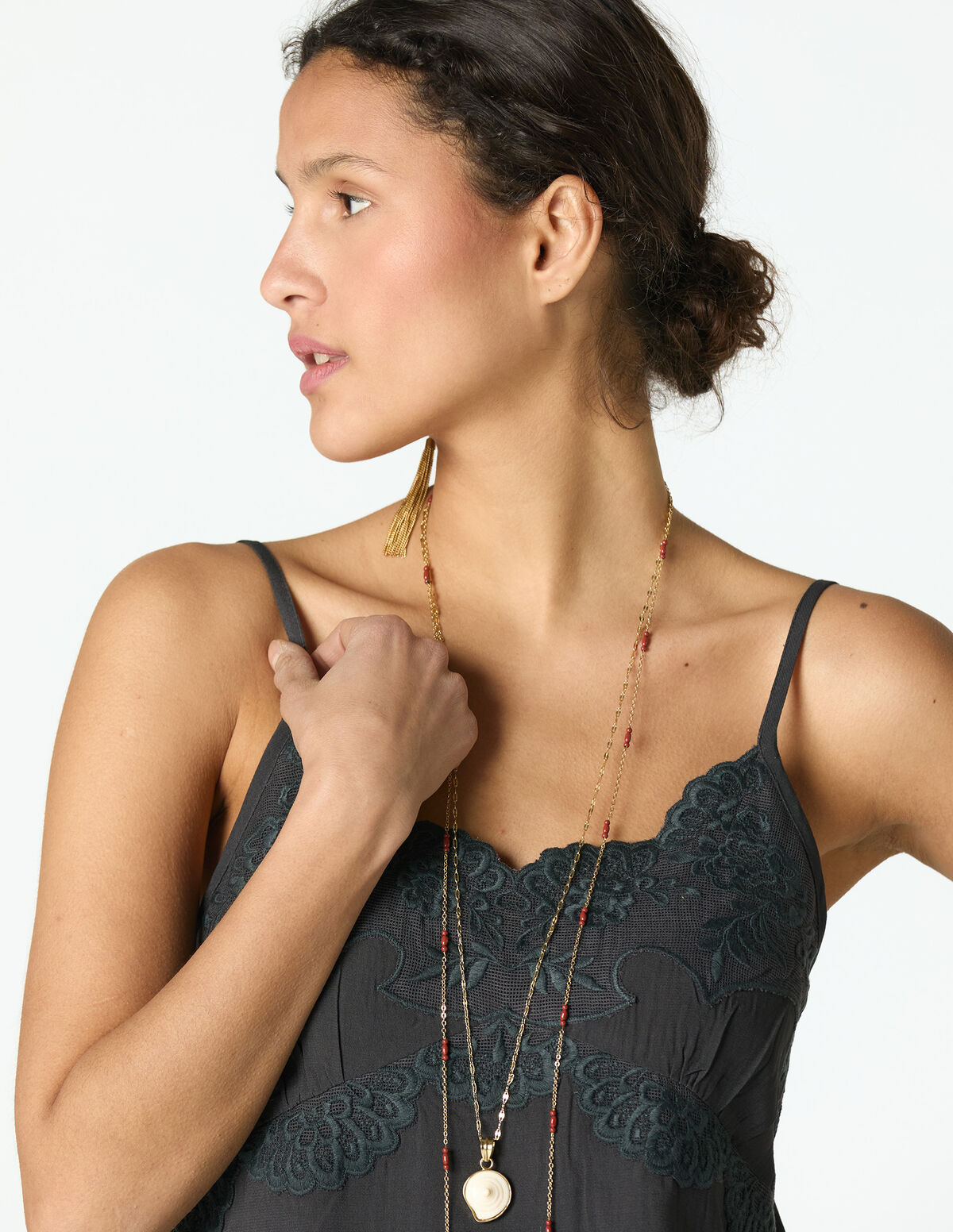 TOP AL&Ccedil;AS LINHO ECRU BORDADO