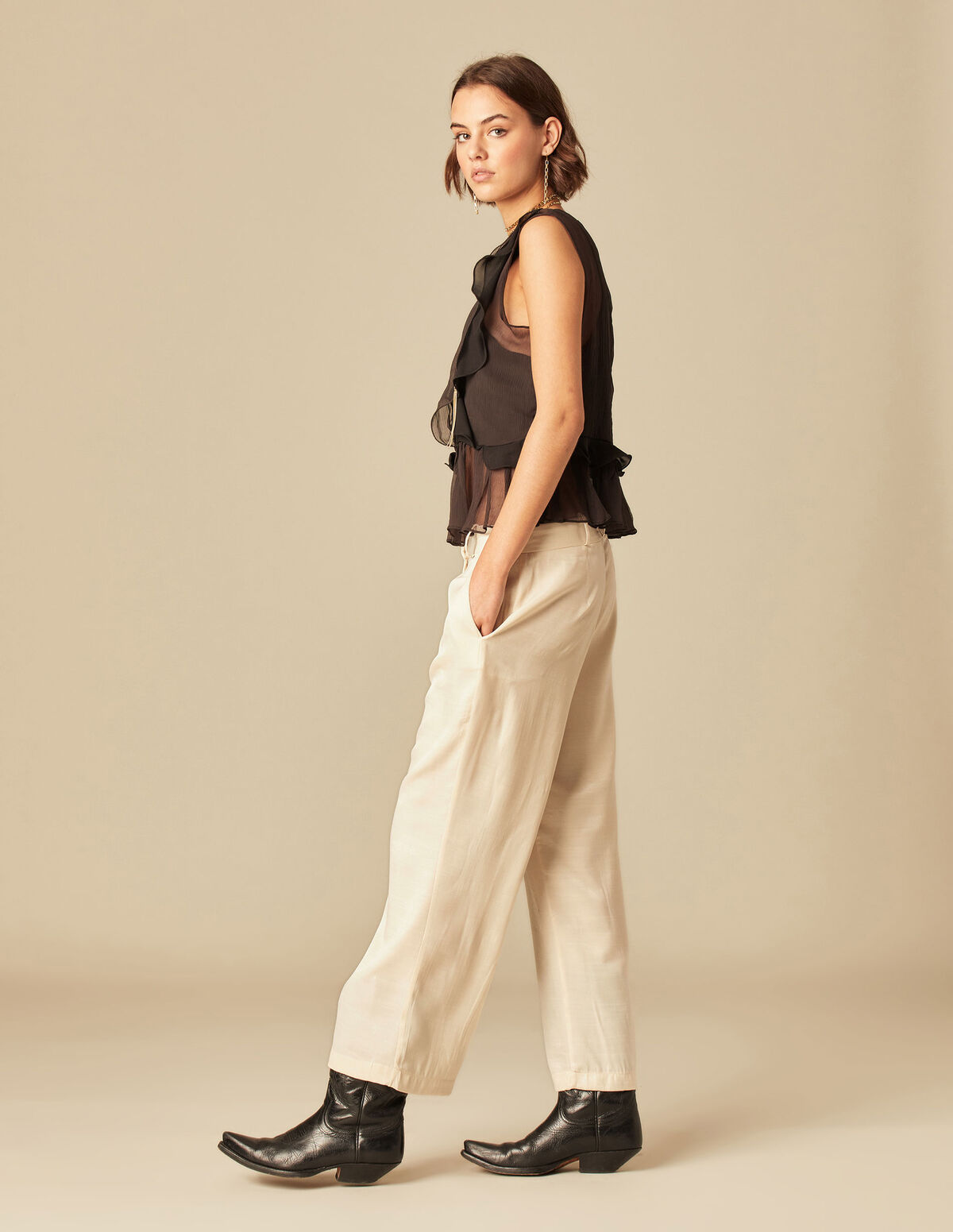 Pantalón recto crudo