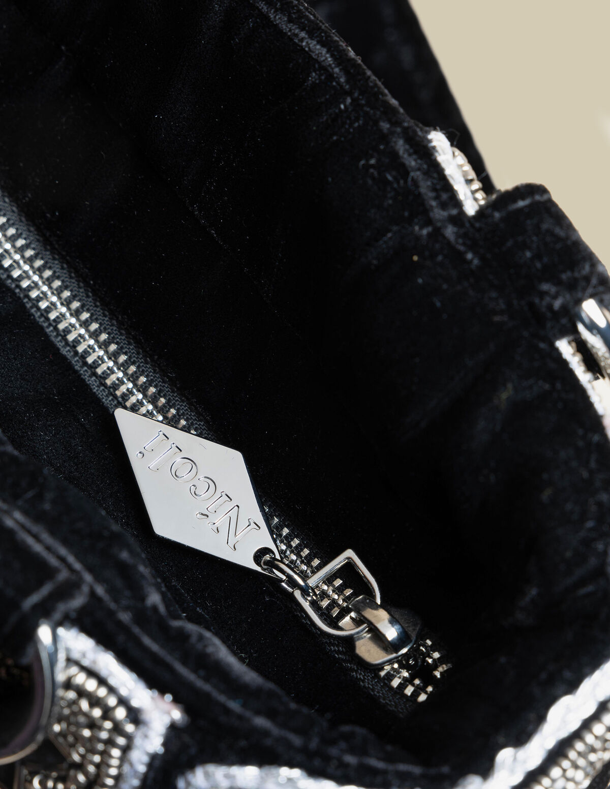 BROWN BEADED VELVET BAG