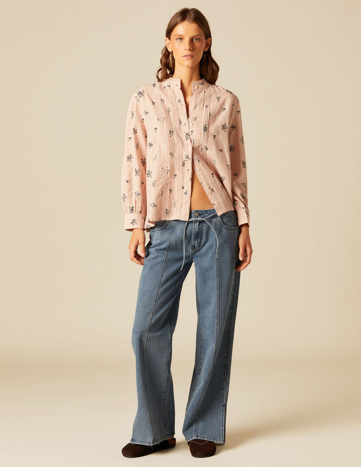 BLUE TOP-STITCHED POCKETS TROUSERS
