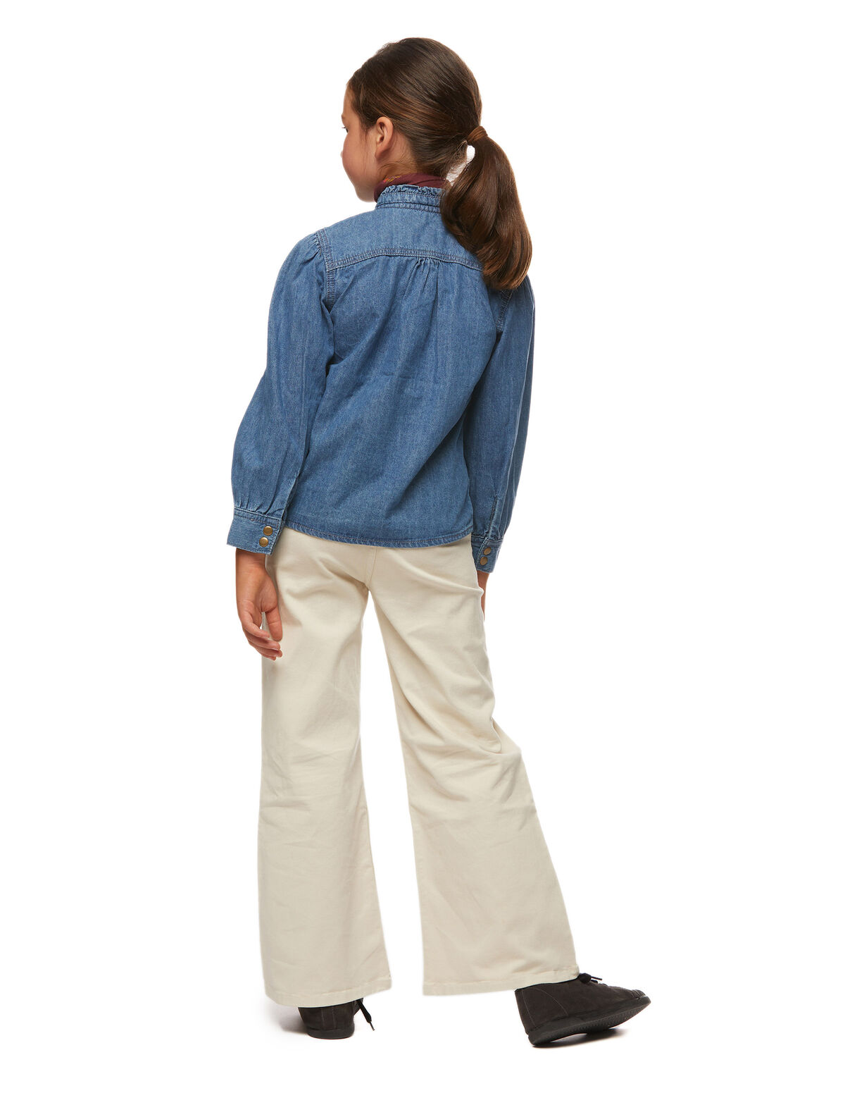 BLUE DENIM MOCK NECK SHIRT