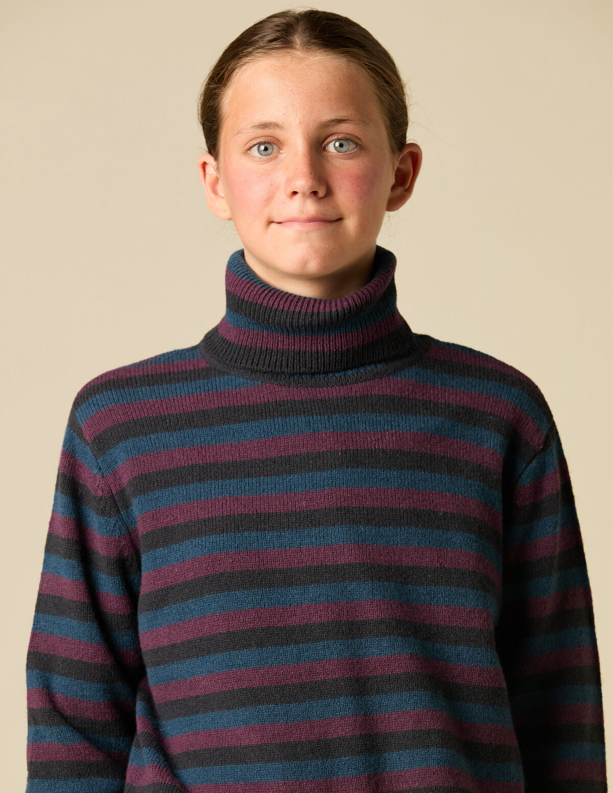 PULL RAYURES COL ROULÉ