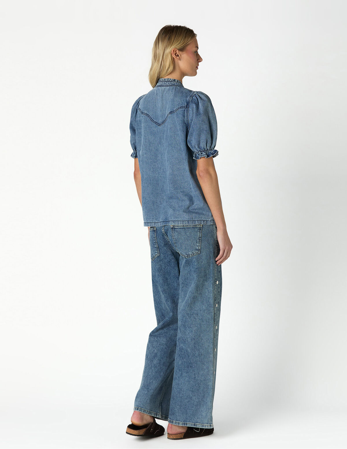 CAMISA ONDAS JUSTA DENIM AZUL
