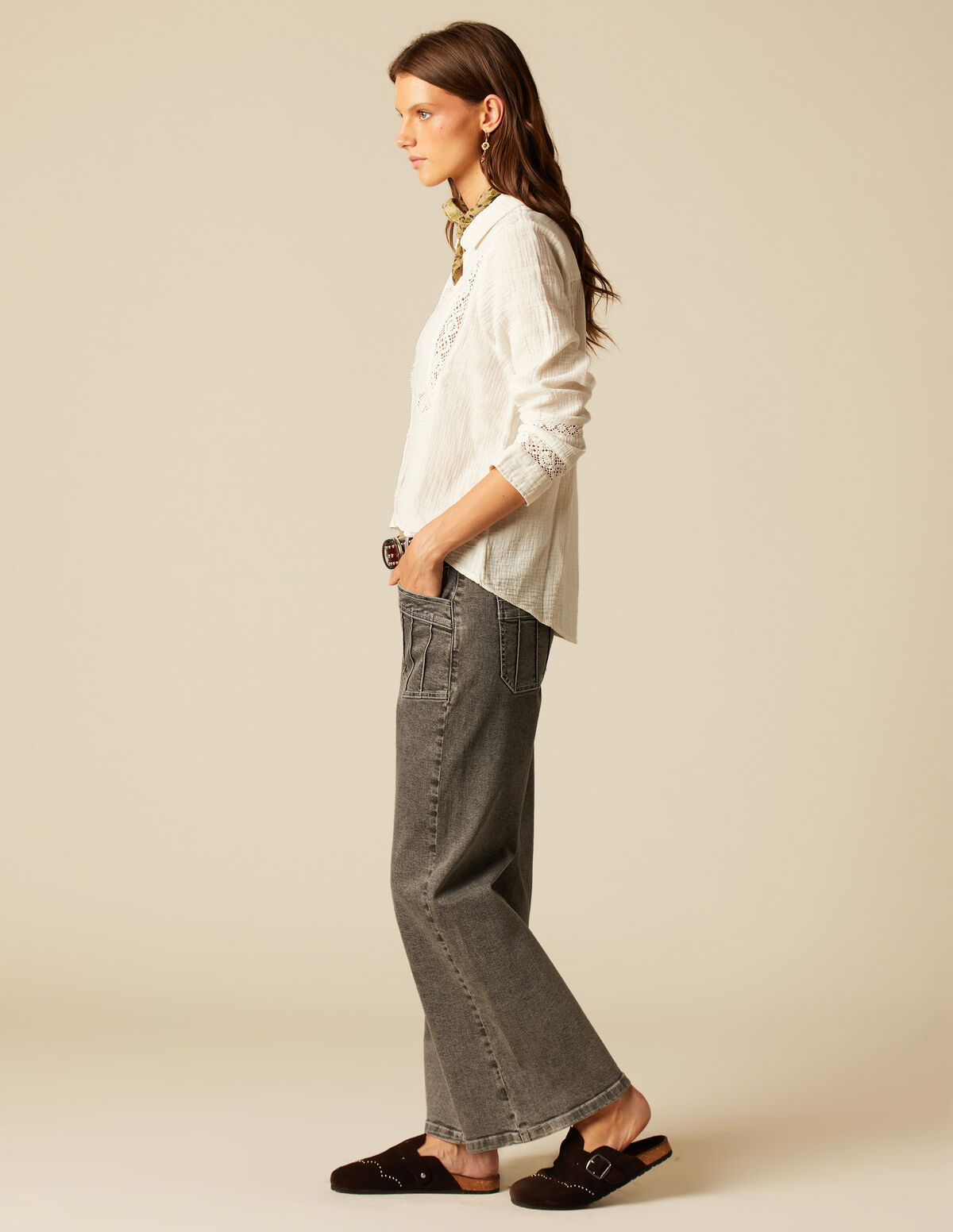 BLUE LACE TRIM SHIRT