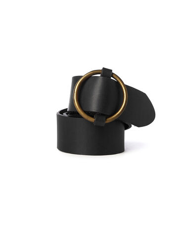 Black leather round buckle belt - Complementos - Nícoli