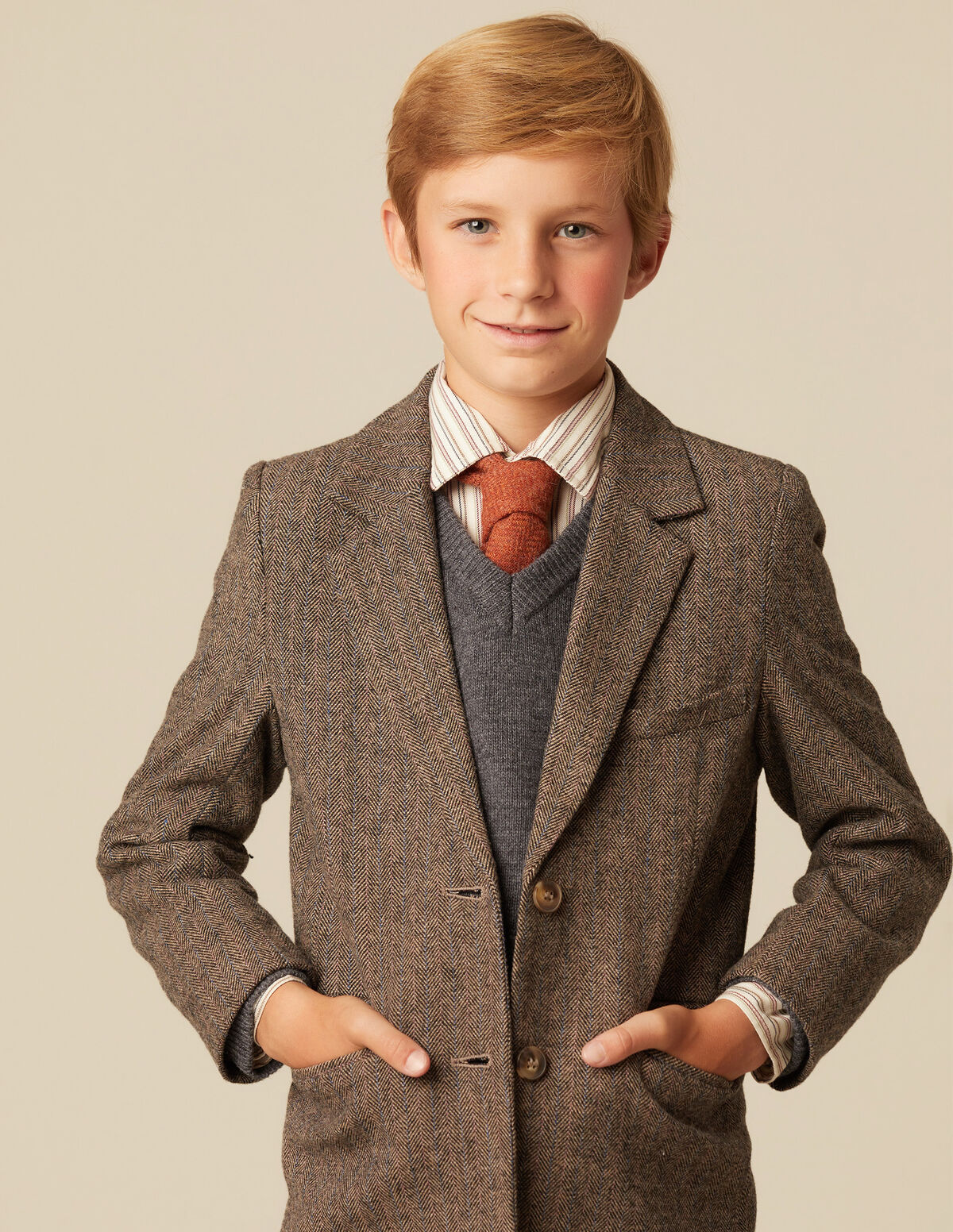 BROWN HERRINGBONE BLAZER