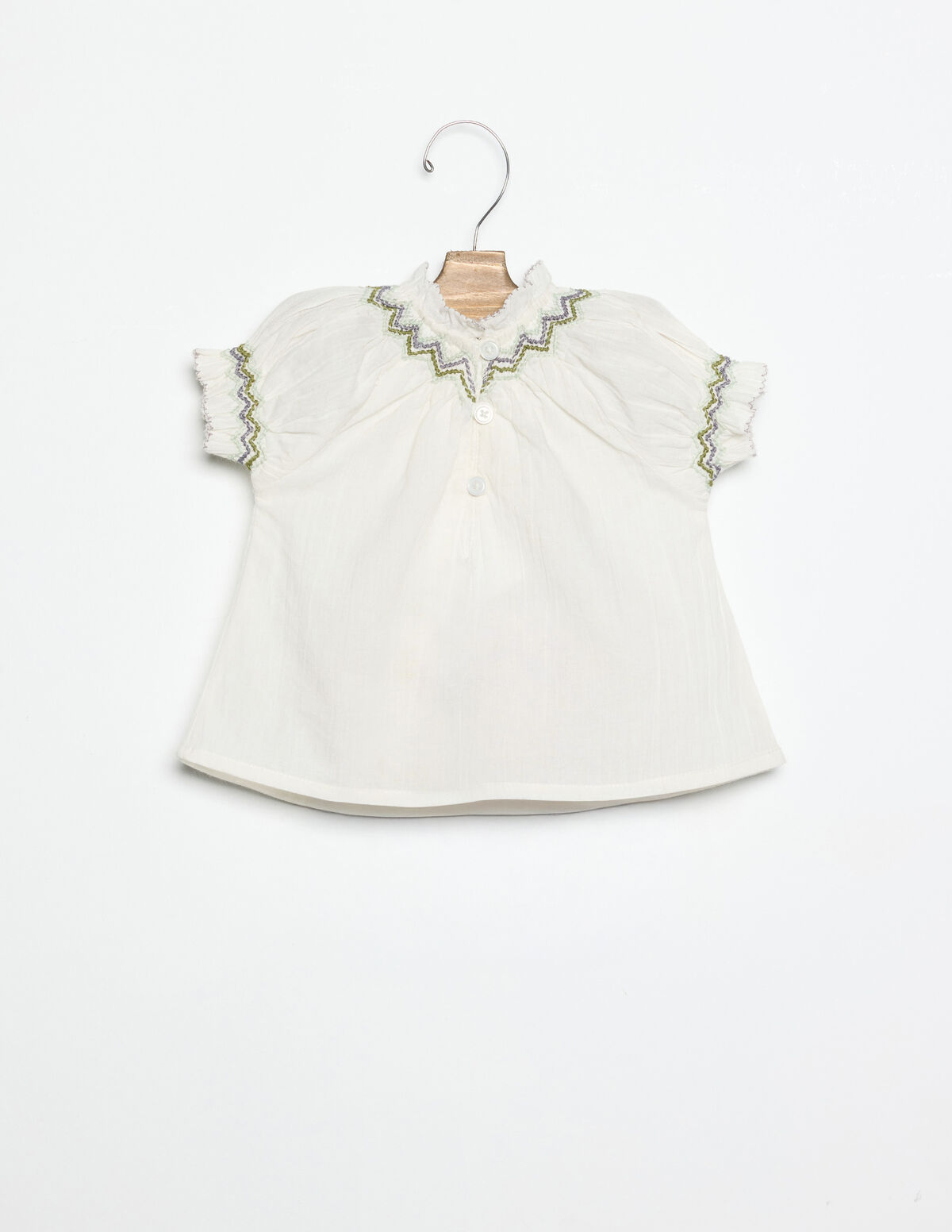 ECRU SMOCKED SHIRT