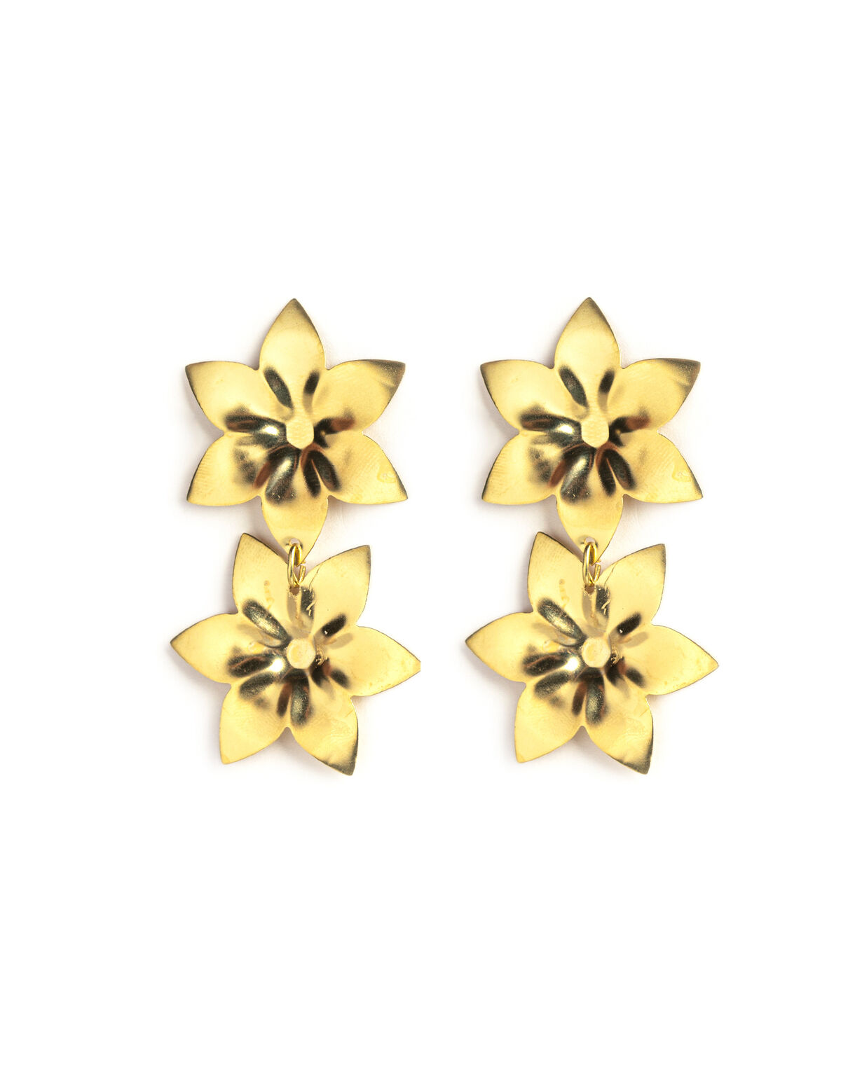 BOUCLES D'OREILLES FLEURS PICS DORÉES