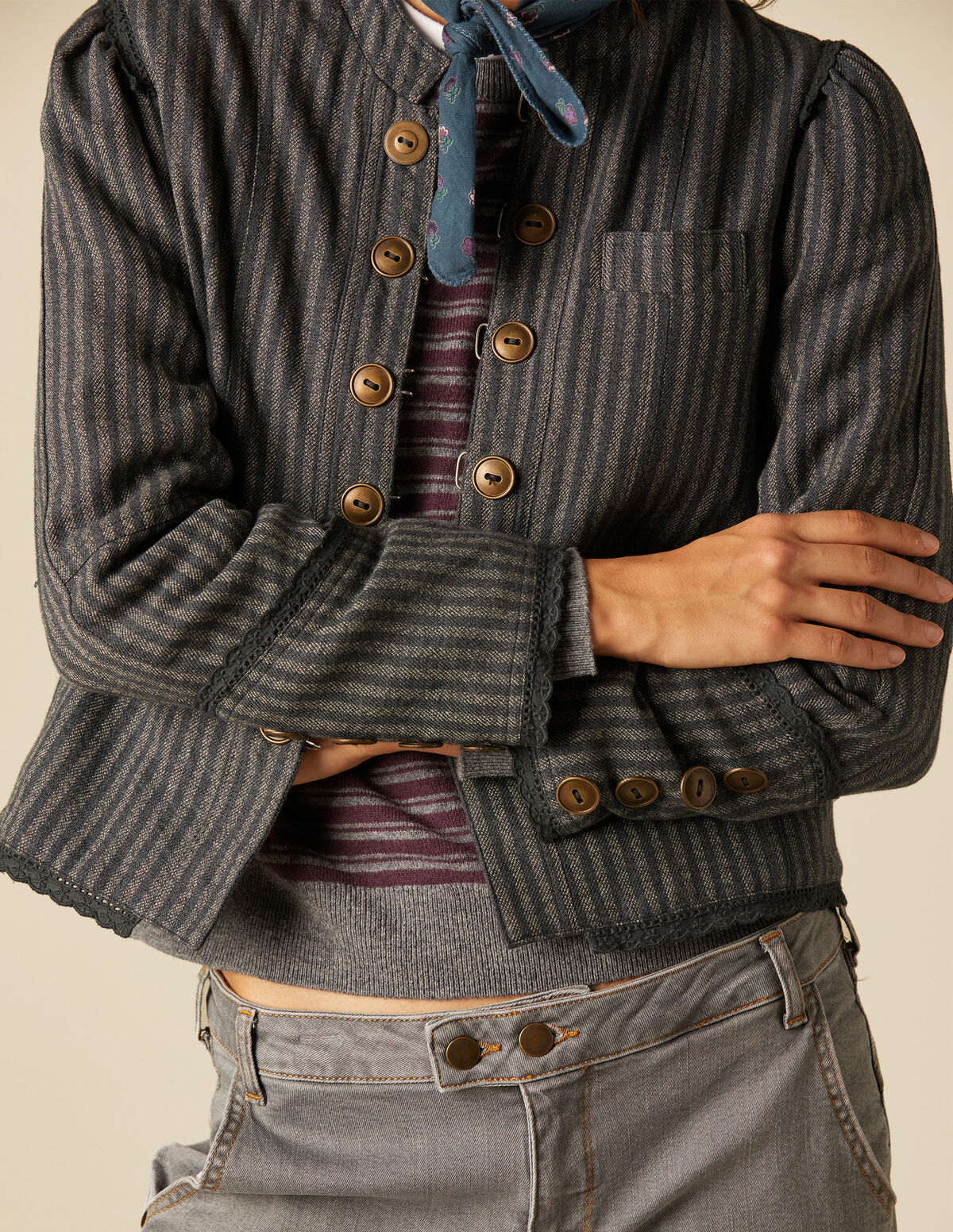 GREY STRIPED JACKET