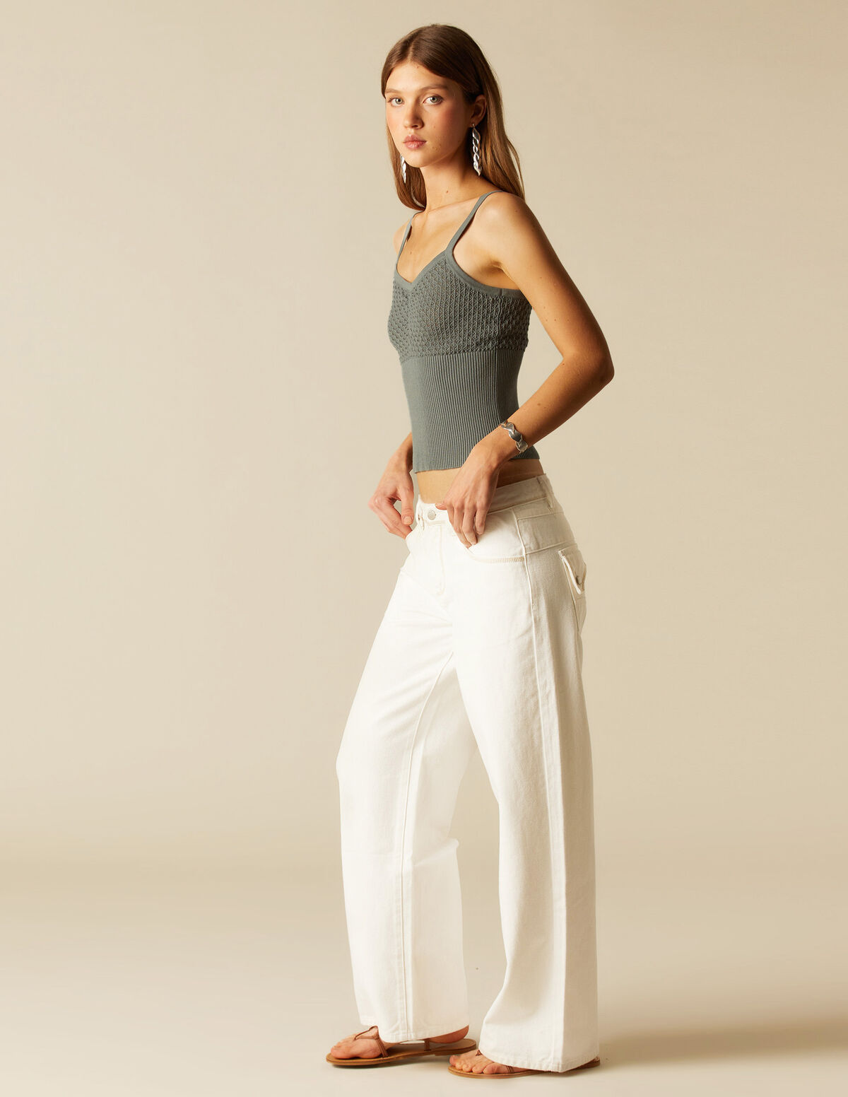 TOP TIRANTES FRUNCE GRIS