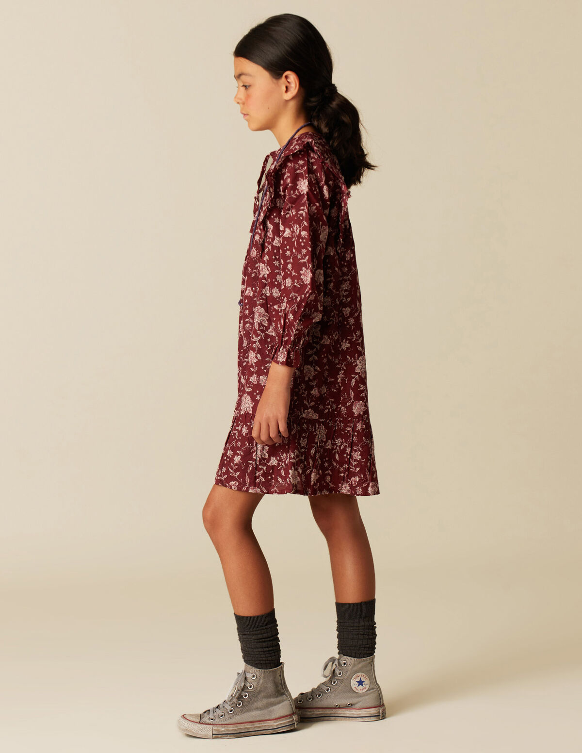 MAROON INDIAN FLORAL DRESS