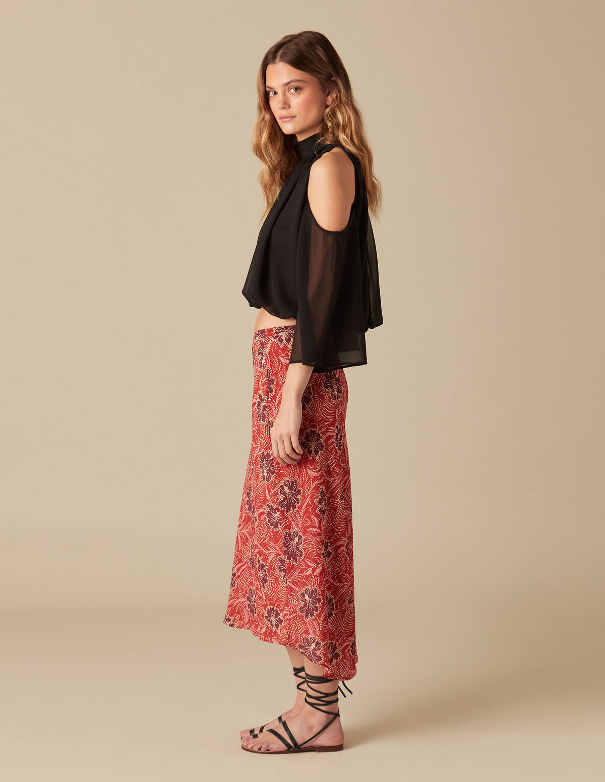 RED PRINTED SKIRT