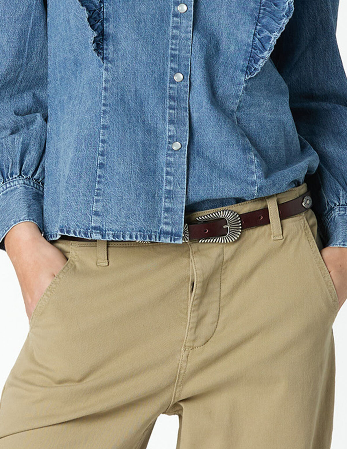 CINTUR&Oacute;N FINO COWBOY GUINDA