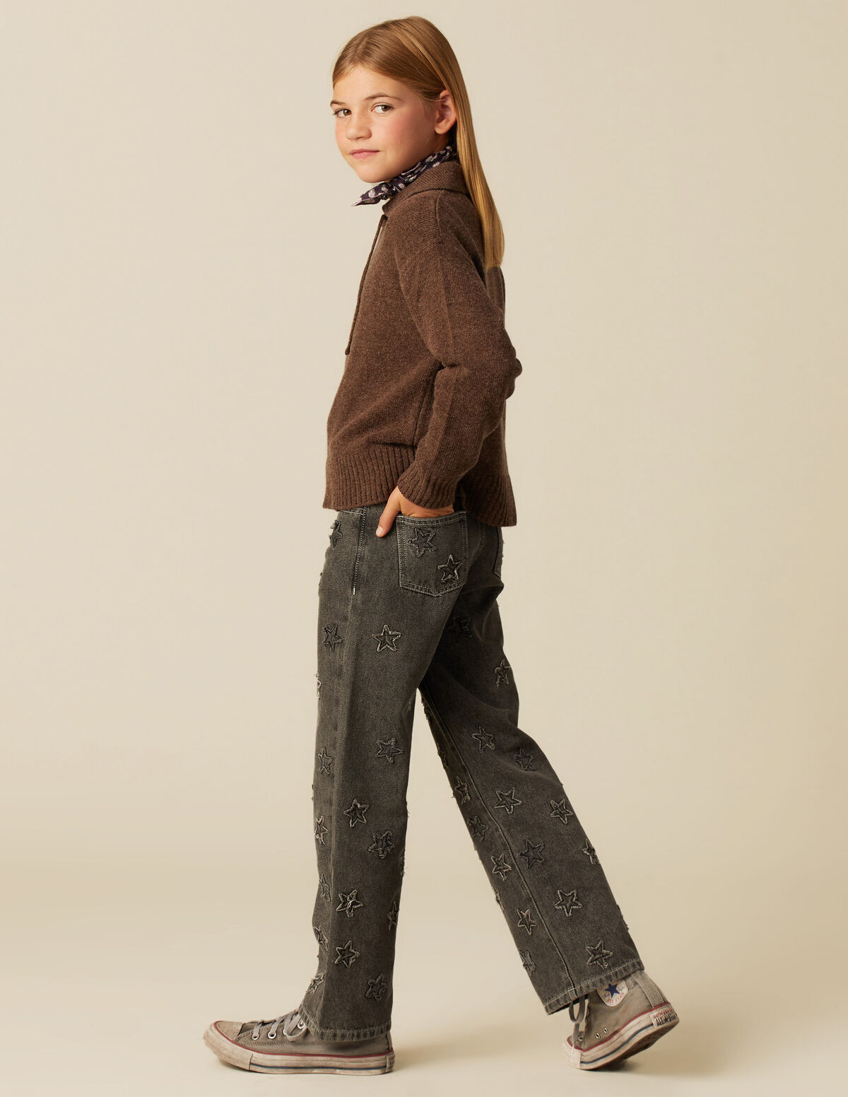 PULL MAILLE NŒUD MARRON