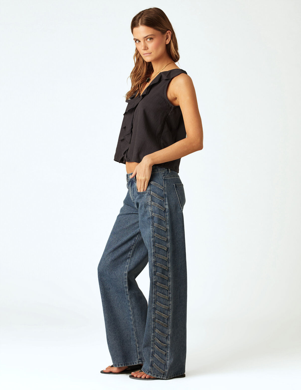 BLUE STUDDED TROUSERS