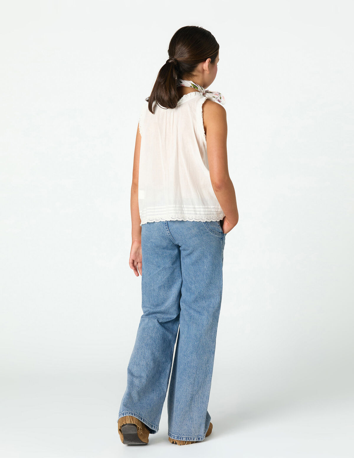 CAL&Ccedil;AS DENIM BRANCO COM BOLSOS