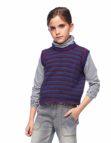 Blue multicolour stripe knit vest - View all > - Nícoli