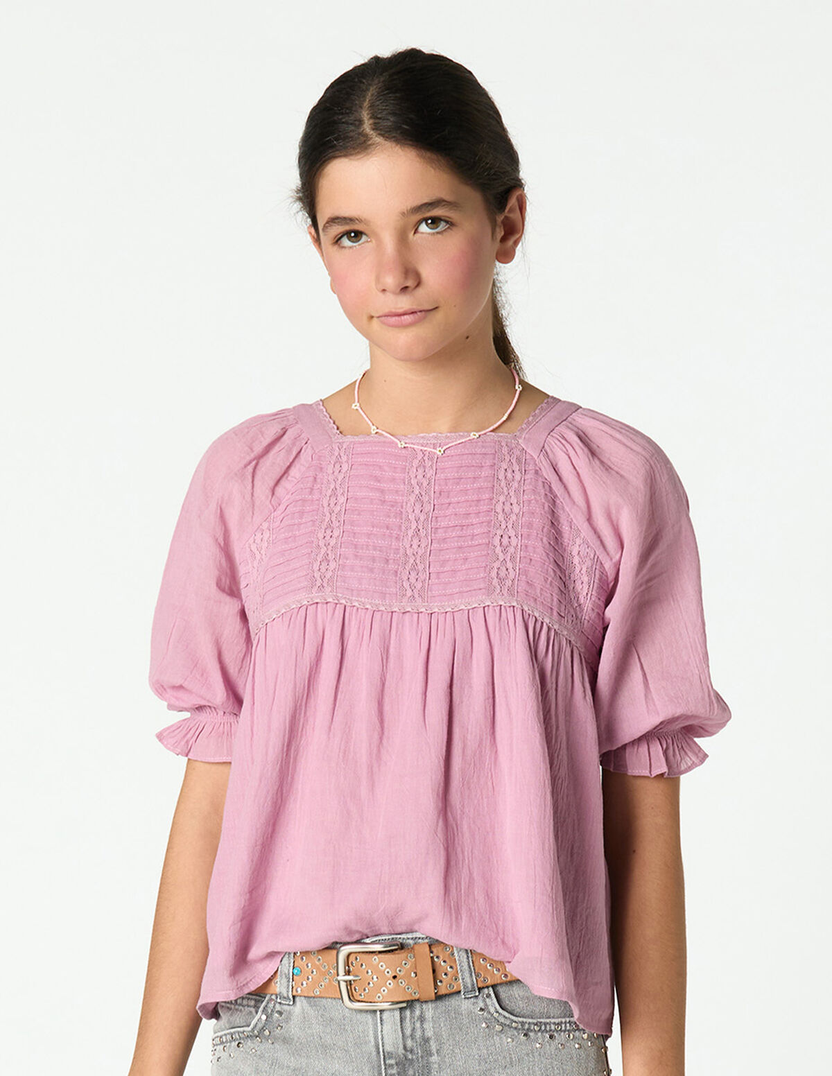 PINK PIN-TUCK SHIRT