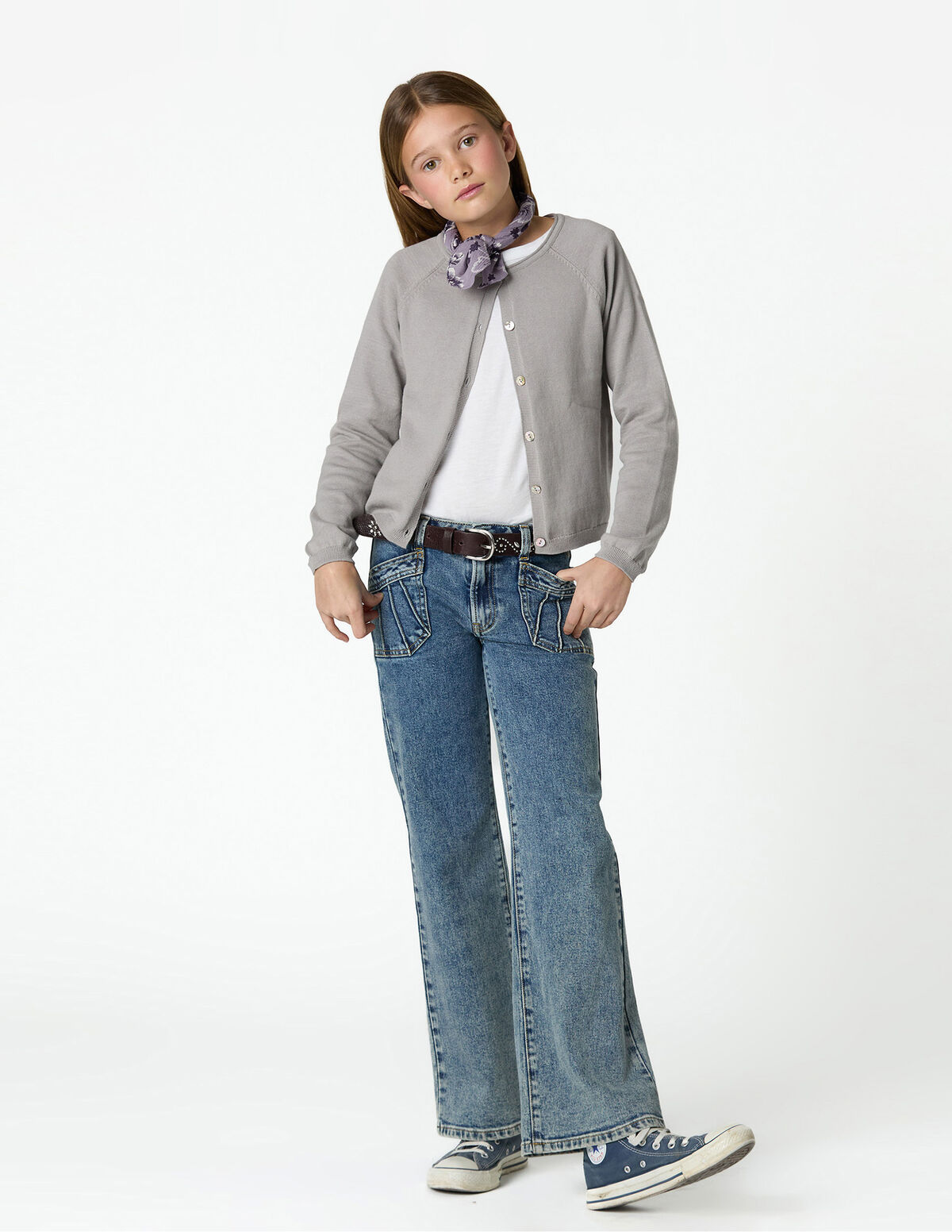BLUE SEAMED POCKET JEANS