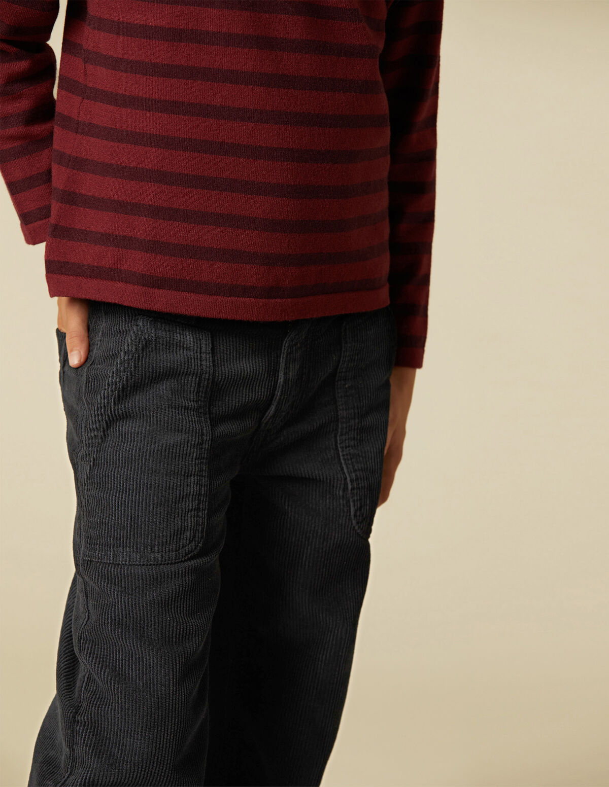 PANTALON FILLE LARGE VELOURS CÔTELÉ SABLE