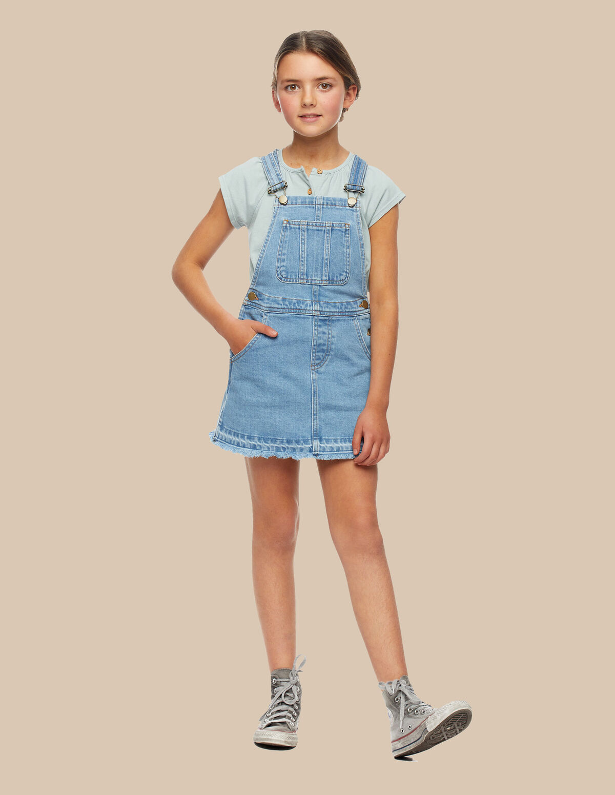 Robe chasuble jean bleu clair