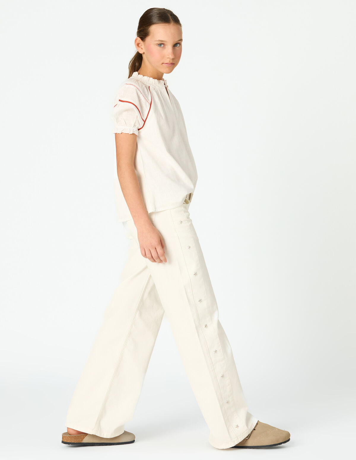 PANTAL&Oacute;N ESTRELLAS LATERAL VAQUERO BLANCO