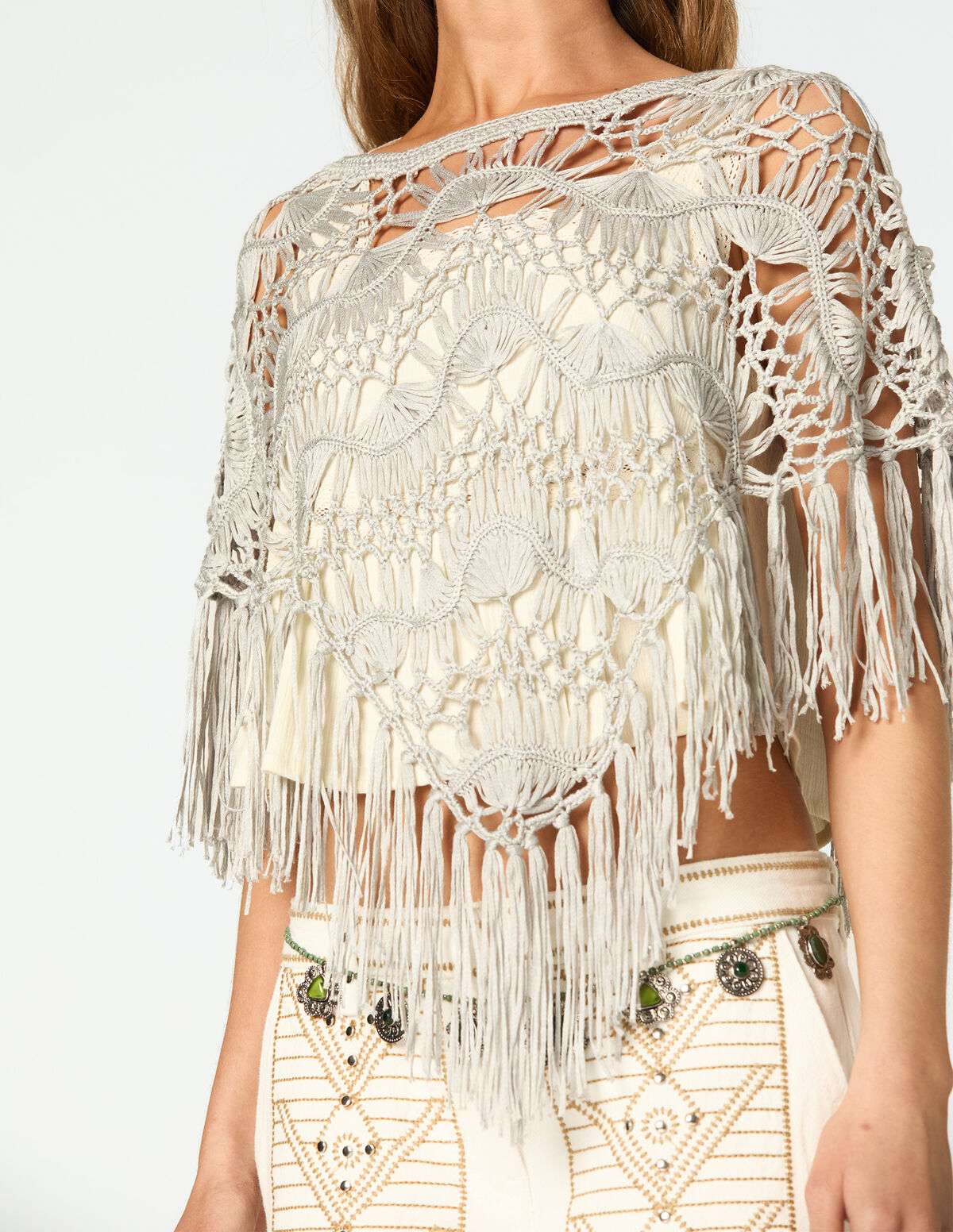 PONCHO CROCHET IRON GREY