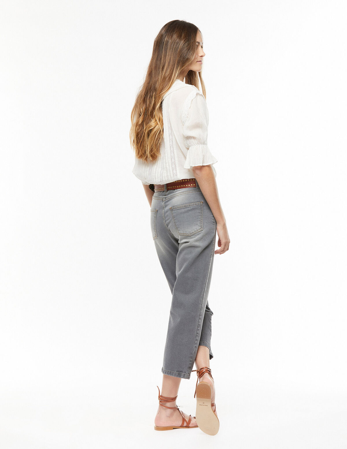 Camisa encajes volantes antracita