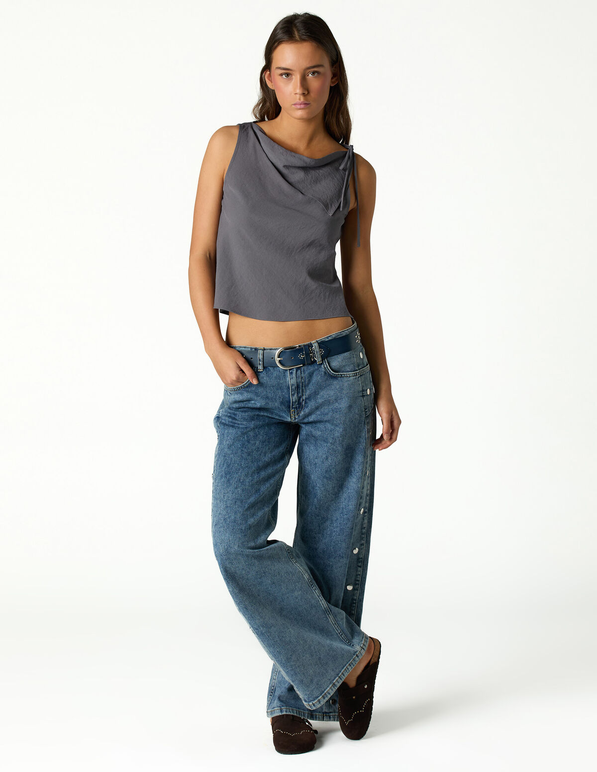 BLUE SIDE BUTTONS TROUSERS