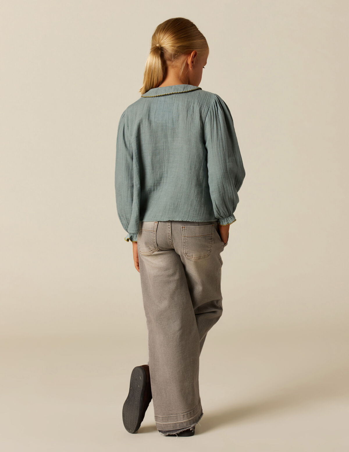 CAMISA VERDE PESPONTO MOSTARDA